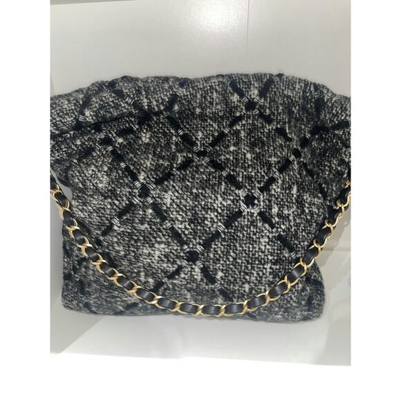 Chanel Black and White Tweed Large Flap Bag with Gold Hardware - Picture 2 of 5
